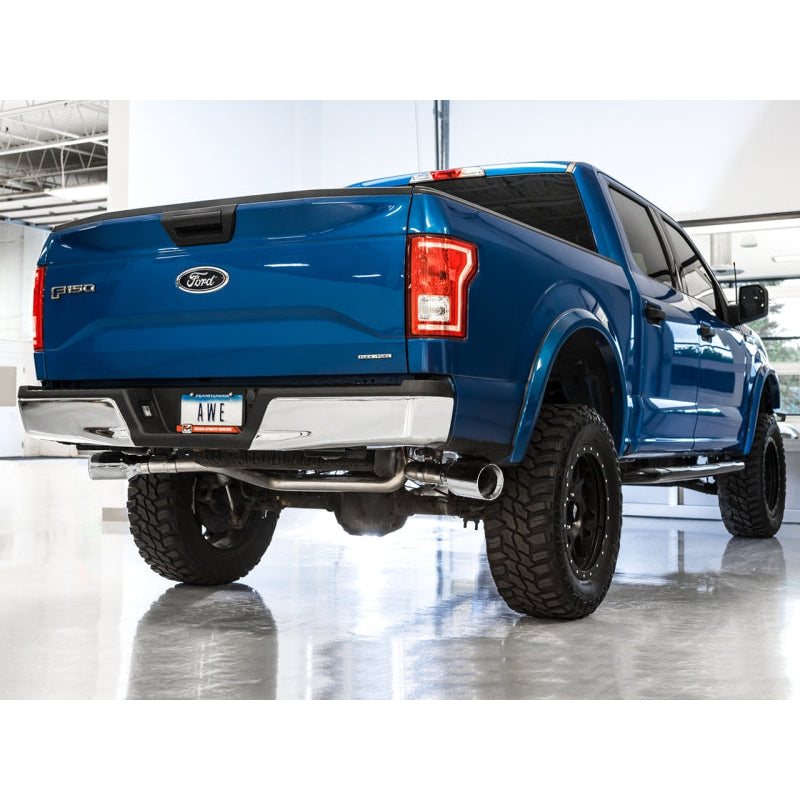 AWE Tuning 0FG Dual Exit Performance Exhaust System w/5in Chrome Silver Tips - 2015+ Ford F-150