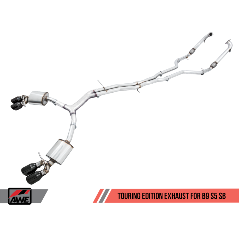 AWE Tuning Audi B9 S5 Sportback Touring Edition Exhaust - Non-Resonated (Black 102mm Tips)