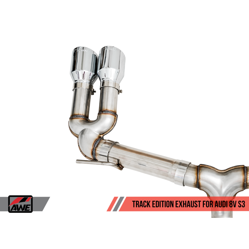 AWE Tuning Audi 8V S3 Track Edition Exhaust w/Chrome Silver Tips 102mm