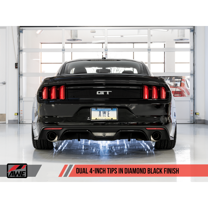AWE Tuning S550 Mustang GT Cat-back Exhaust - Touring Edition (Diamond Black Tips)