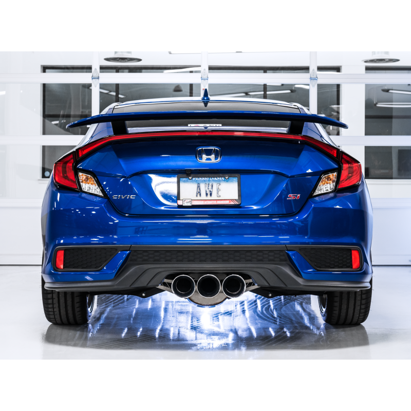 AWE Tuning Dual-to-Triple Tip Conversion Kit w/Chrome Silver Tip - 17-20 Honda Civic Si 1.5L Turbo