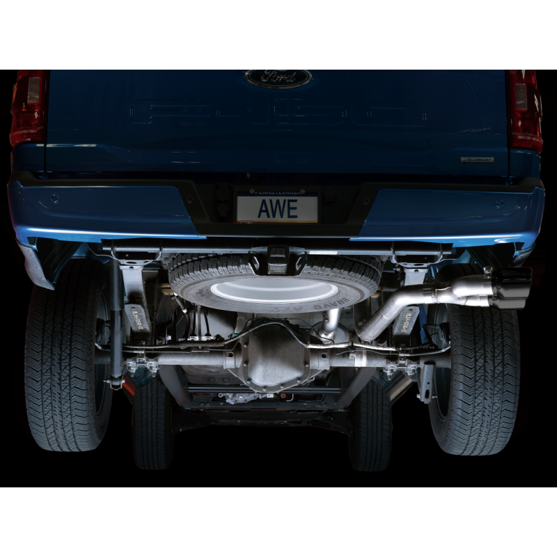 AWE Tuning 0FG Dual Side Exit Cat-Back Exhaust w/ 4.5in Diamond Black Tips - 21+ Ford F150