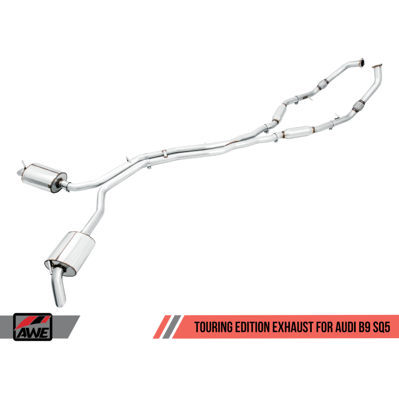 AWE Tuning Audi B9 SQ5 Resonated Touring Edition Cat-Back Exhaust - No Tips (Turn Downs)