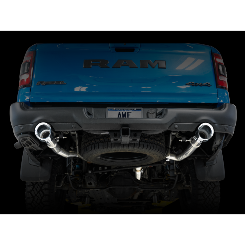 AWE Tuning 0FG Dual Rear Exit Cat-Back Exhaust w/Chrome Silver Tips - 19-21 RAM 1500 5.7L (w/Cutouts)