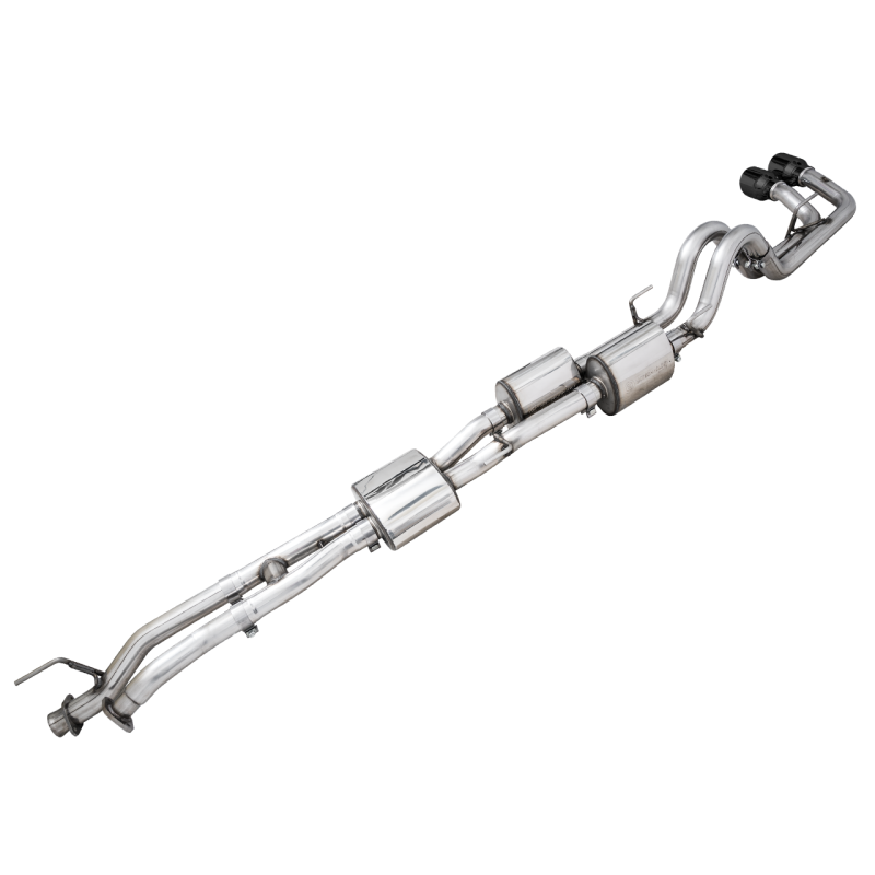 AWE Tuning 0FG Catback Exhaust w/ BashGuard Dual Diamond Black Tips - 16-22 Toyota Tacoma