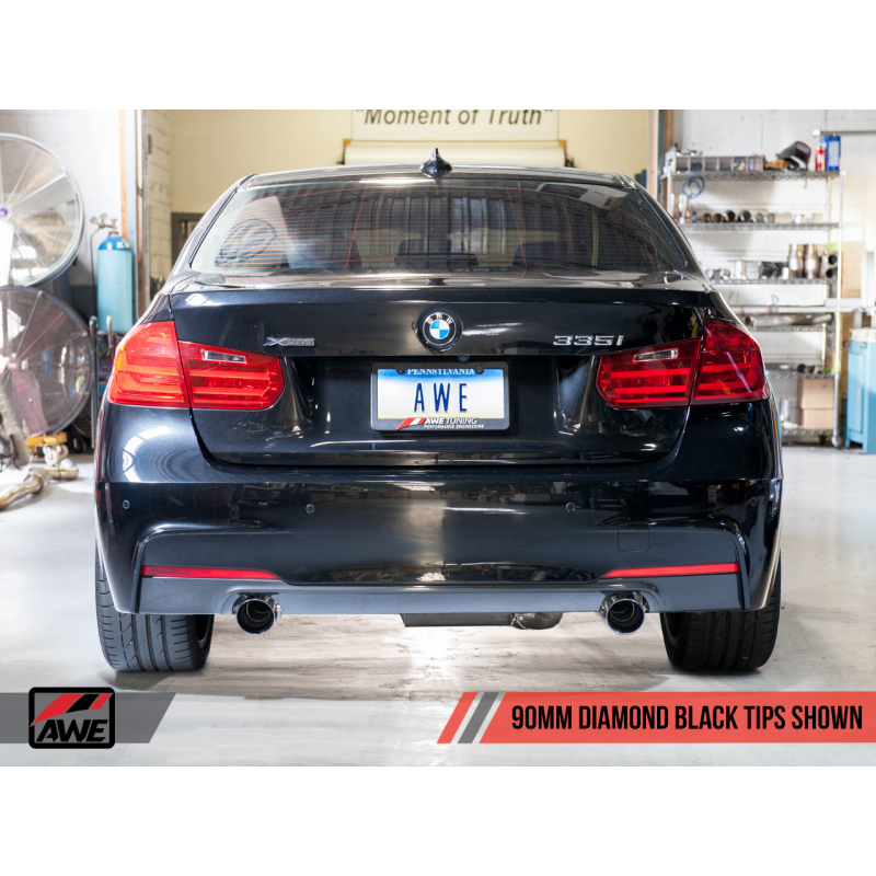 AWE Tuning BMW F3X 335i/435i Touring Edition Axle-Back Exhaust - Diamond Black Tips (90mm) - T1 Motorsports