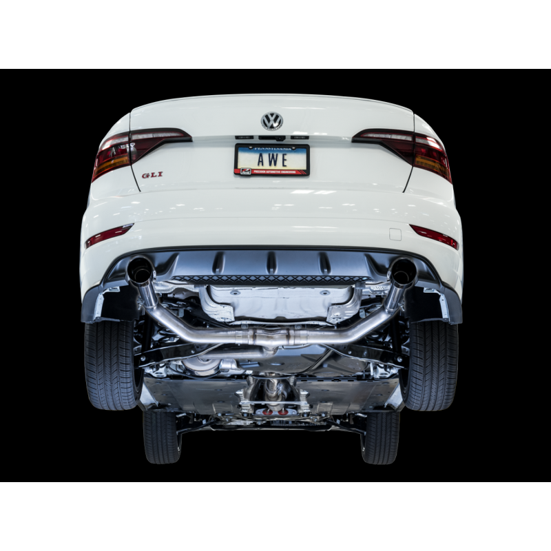 AWE Tuning Track Exhaust w/Chrome Silver Tips (Fits High-Flow DP) - 18-21 Volkswagen Jetta GLI MK7