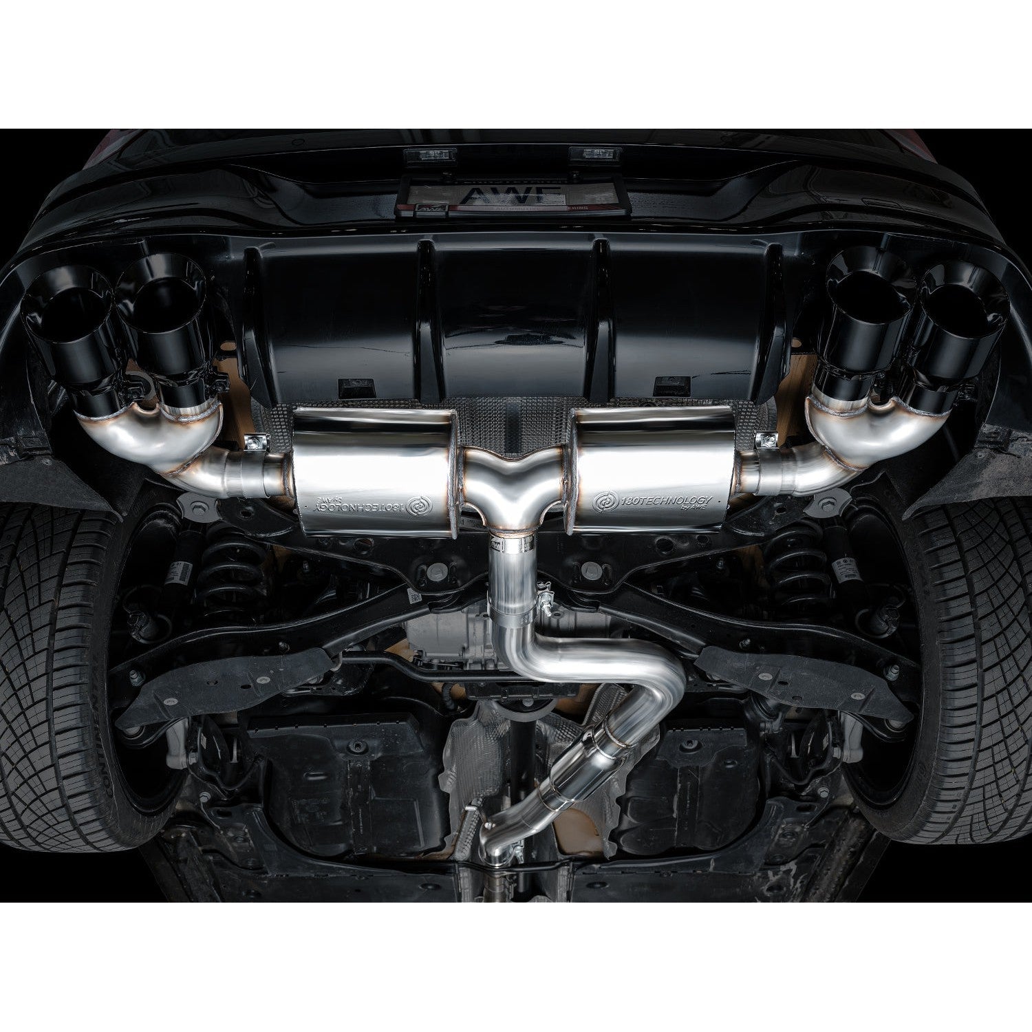 AWE Tuning Touring Edition Quad Exhaust for 2022+ Volkswagen MK8 Golf R - Diamond Black Tips