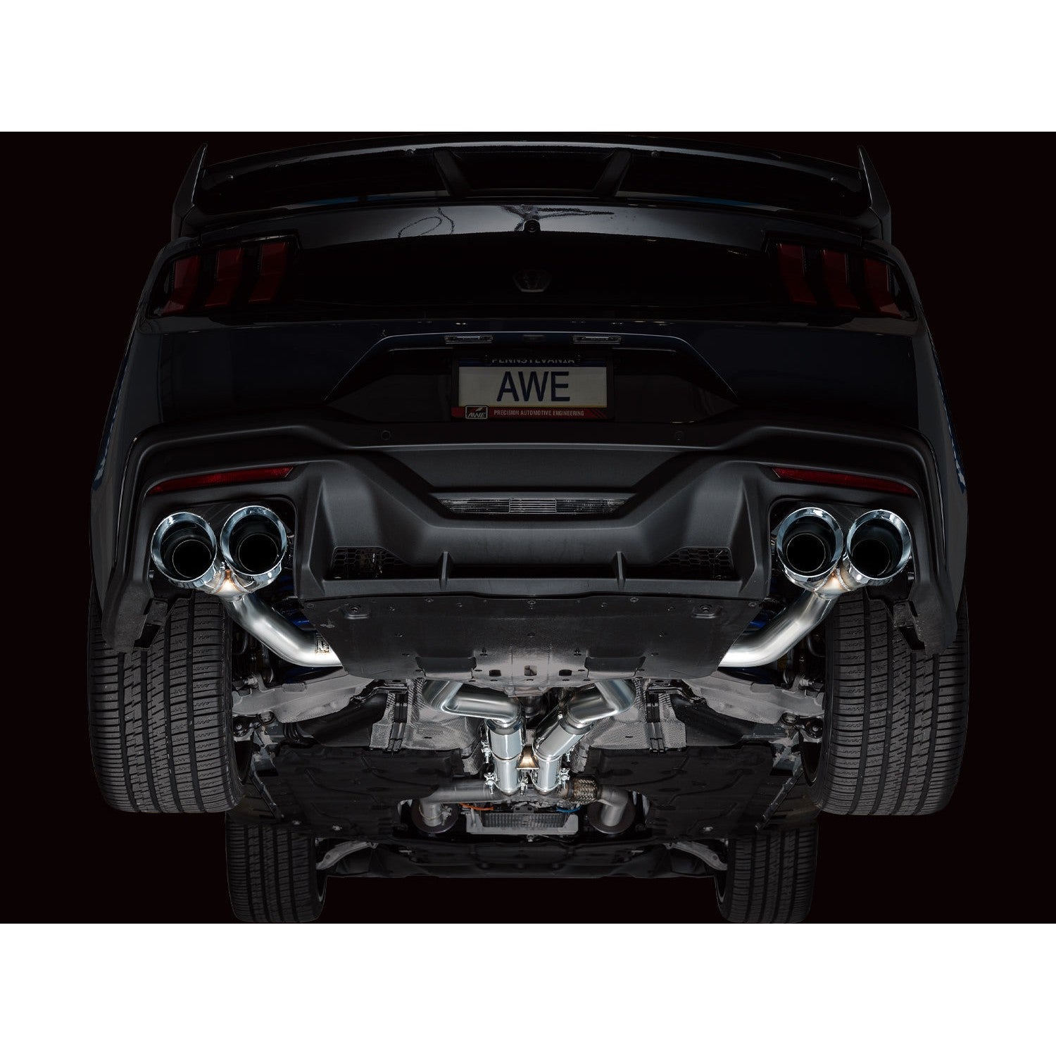 AWE Tuning Track Edition Catback Exhaust w/ Quad Chrome Silver Tips - 2024 Ford Mustang Dark Horse S650 RWD