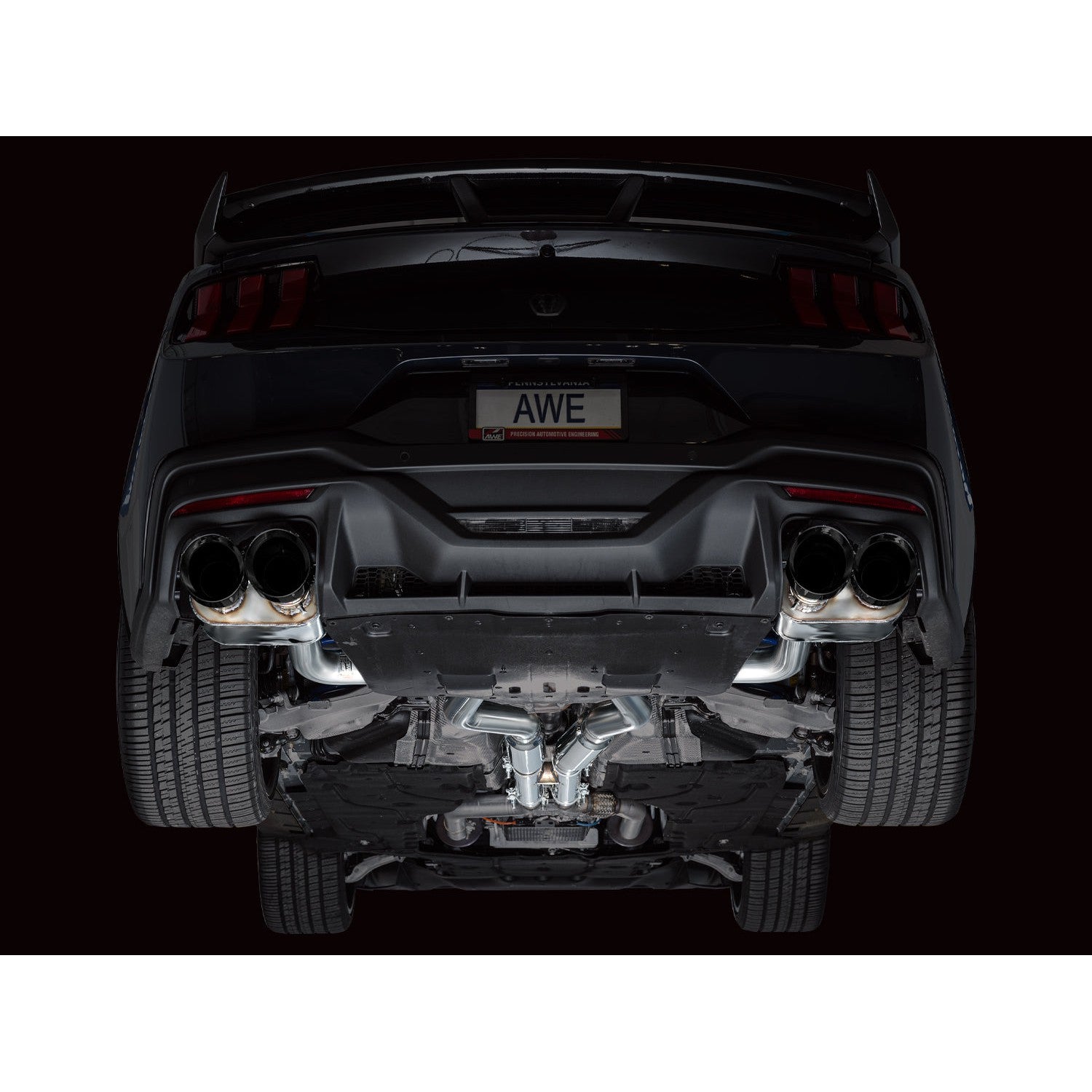 AWE Tuning SwitchPath Catback Exhaust w/ Quad Diamond Black Tips - 2024 Ford Mustang Dark Horse S650 RWD