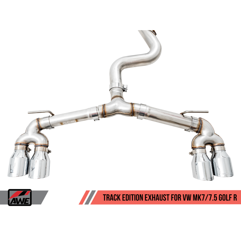 AWE Tuning Mk7 Golf R Track Edition Exhaust w/Chrome Silver Tips 102mm