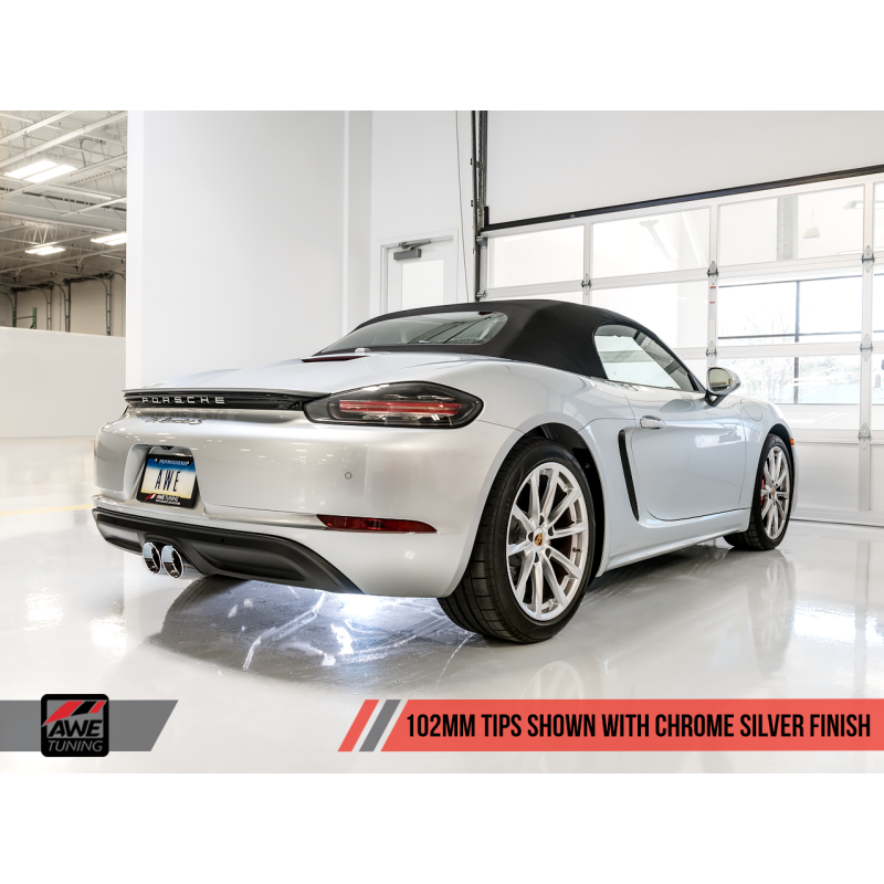 AWE Tuning Porsche 718 Boxster / Cayman SwitchPath Exhaust (PSE Only) - Chrome Silver Tips