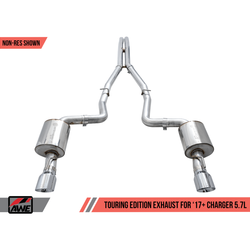 AWE Tuning 2017+ Dodge Charger 5.7L Touring Edition Exhaust - Non-Resonated - Chrome Silver Tips