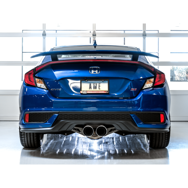 AWE Tuning Touring Edition Exhaust w/Front Pipe & Dual Chrome Silver Tips - 2016+ Honda Civic Si