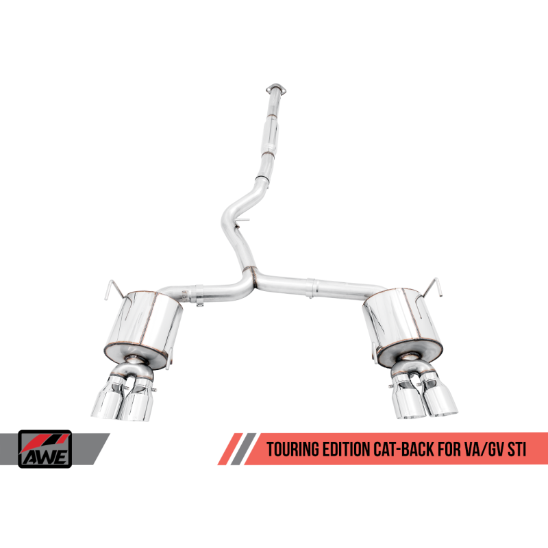 AWE Tuning Subaru STI VA / WRX GV / STI GV Sedan Touring Edition Exhaust - Chrome Silver Tip (102mm)