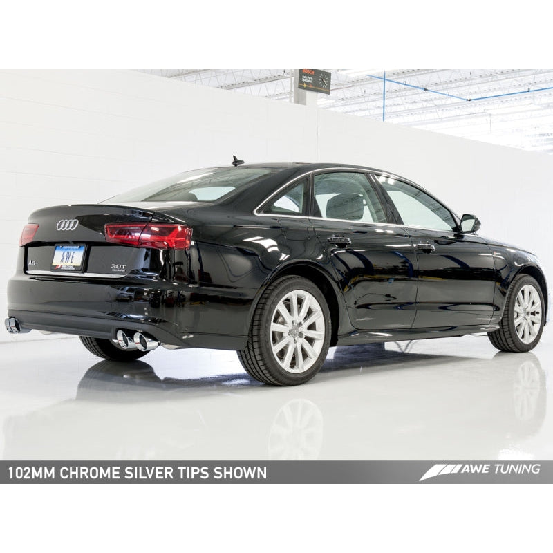 AWE Tuning Audi C7.5 A6 3.0T Touring Edition Exhaust - Quad Outlet Chrome Silver Tips