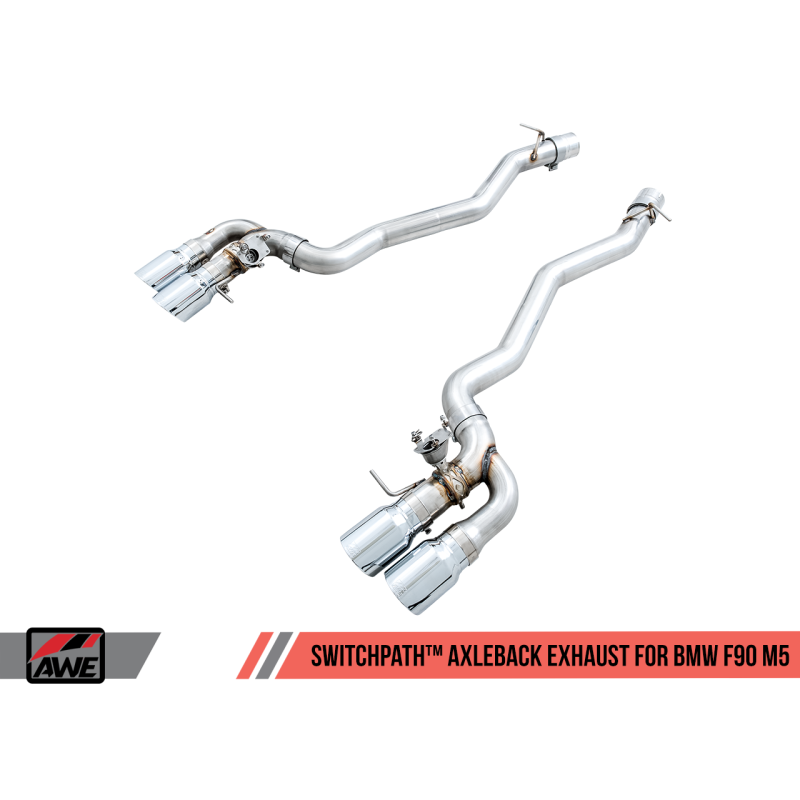AWE Tuning 18-19 BMW M5 (F90) 4.4T AWD SwitchPath Axle-back Exhaust - Chrome Silver Tips - T1 Motorsports