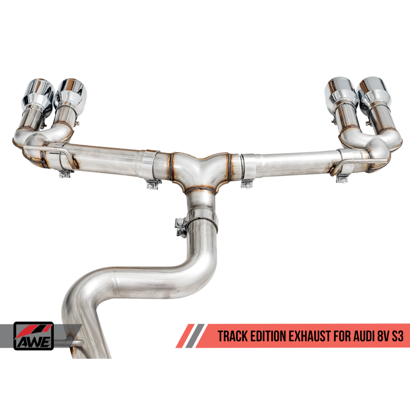 AWE Tuning Audi 8V S3 Track Edition Exhaust w/Chrome Silver Tips 102mm
