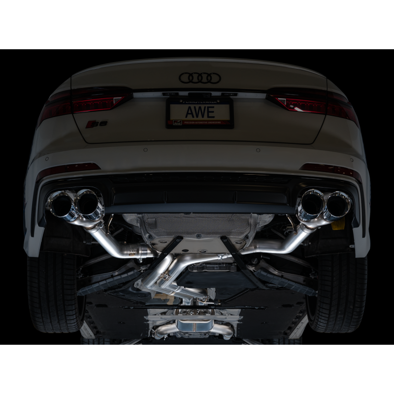 AWE Tuning Track Edition Exhaust w/Chrome Silver Tips - 19-23 Audi C8 S6/S7 2.9T V6 AWD