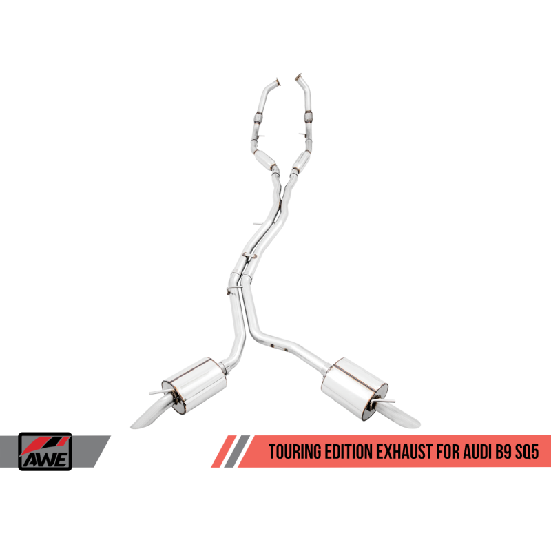 AWE Tuning Audi B9 SQ5 Resonated Touring Edition Cat-Back Exhaust - No Tips (Turn Downs)