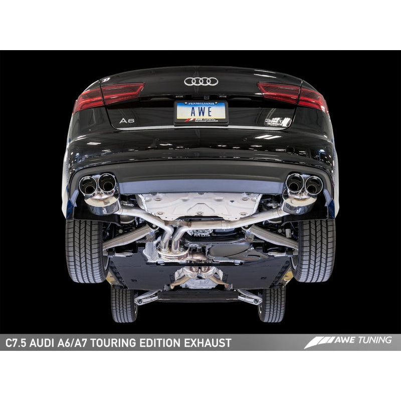 AWE Tuning Audi C7.5 A7 3.0T Touring Edition Exhaust - Quad Outlet Chrome Silver Tips