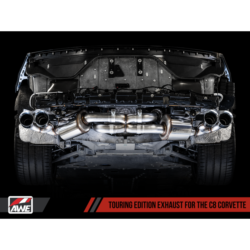 AWE Tuning 2020 Chevrolet Corvette (C8) Touring Edition Exhaust - Quad Diamond Black Tips