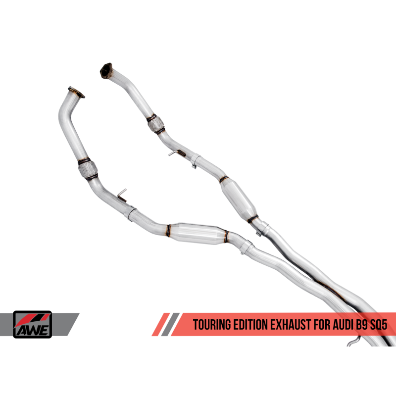 AWE Tuning Audi B9 SQ5 Resonated Touring Edition Cat-Back Exhaust - No Tips (Turn Downs)