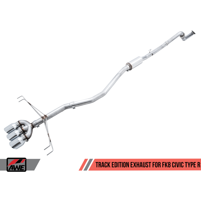 AWE Tuning 2017+ Honda Civic Type R Track Edition Exhaust w/Front Pipe & Triple Chrome Silver Tips