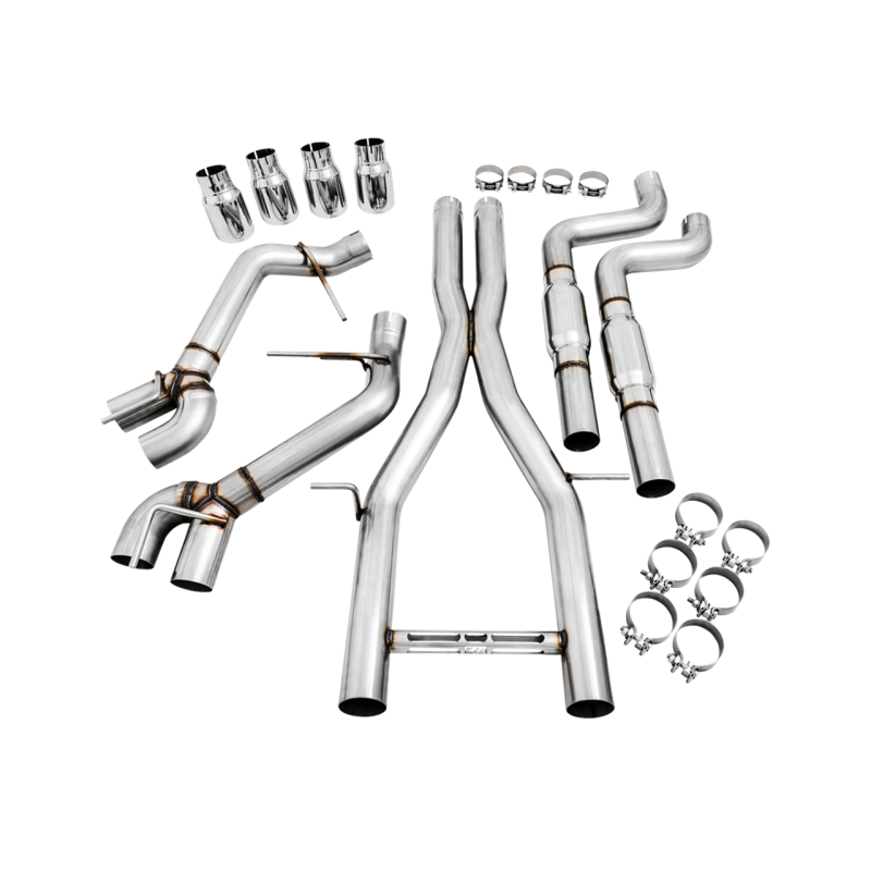 AWE Tuning rack Edition Resonated Cat-Back Exhaust w/Quad Chrome Silver Tips - 16-19 Chevy Camaro SS