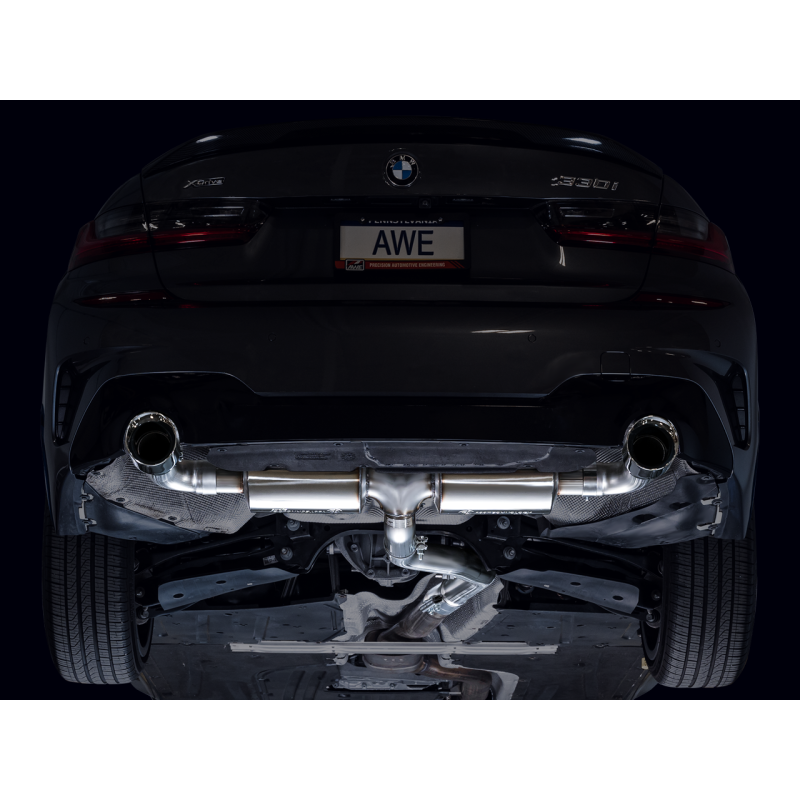 AWE Tuning Touring Axle Back Exhaust w/ Chrome Silver Tips - 19-23 BMW 330i / 21-23 BMW 430i Base G2X