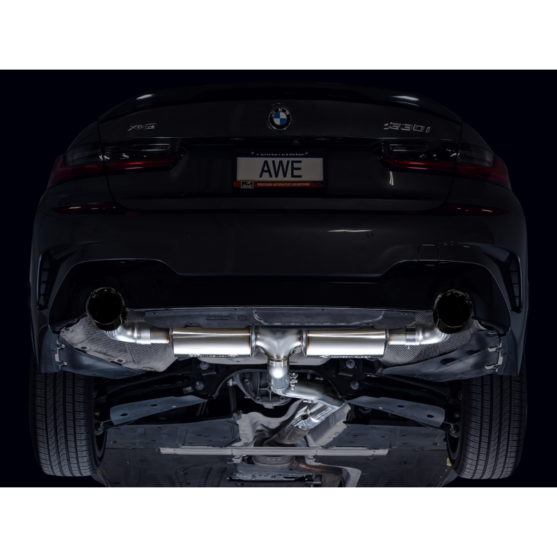AWE Tuning Touring Axle Back Exhaust w/ Diamond Black Tips - 19-23 BMW 330i / 21-23 BMW 430i Base G2X