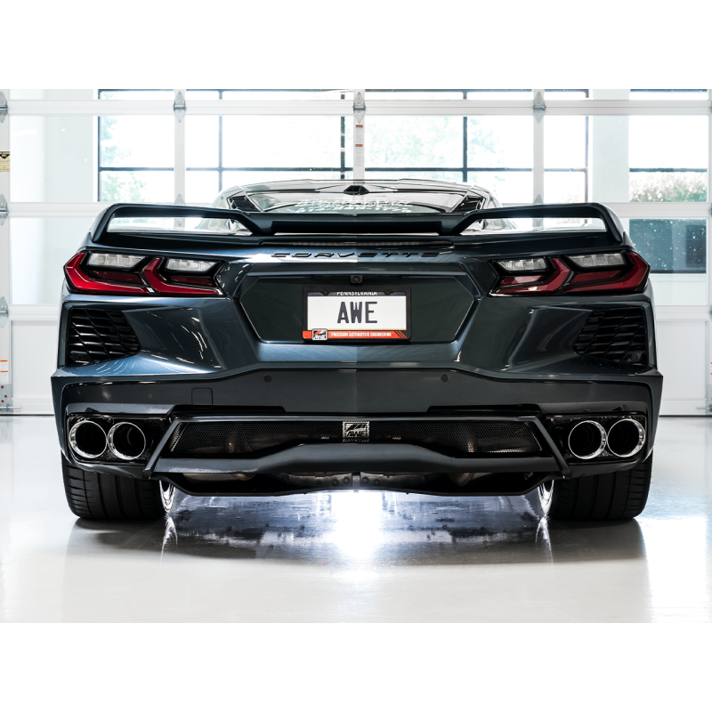 AWE Tuning 2020 Chevrolet Corvette (C8) Track Edition Exhaust - Quad Chrome Silver Tips