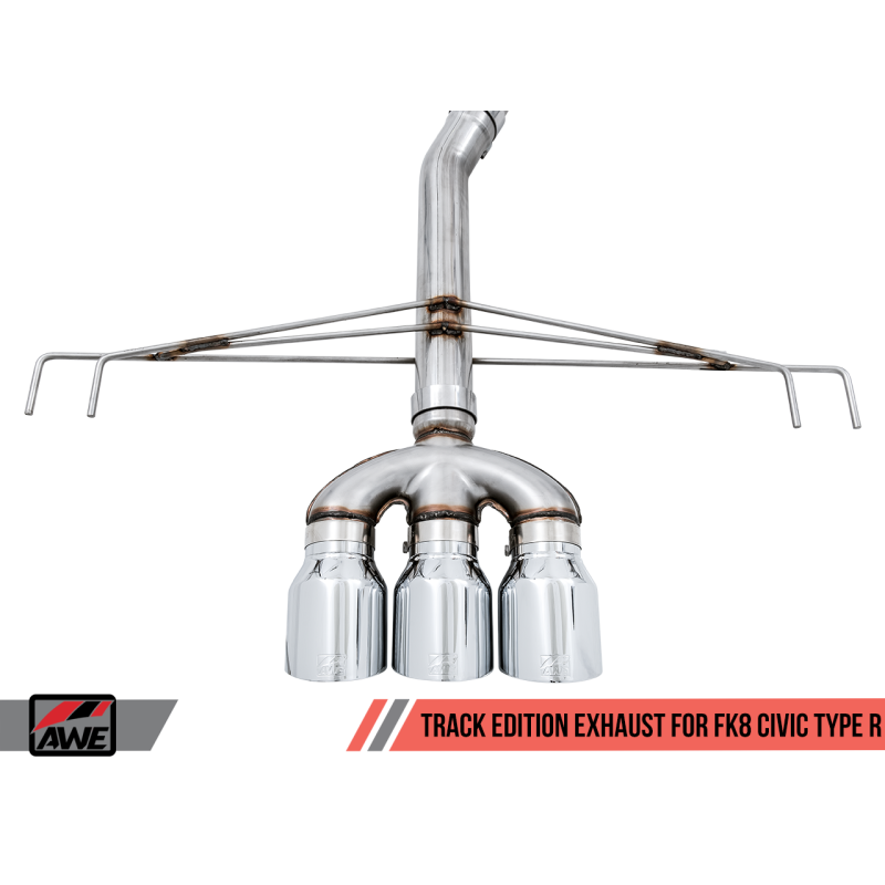 AWE Tuning 2017+ Honda Civic Type R Track Edition Exhaust w/Front Pipe & Triple Chrome Silver Tips