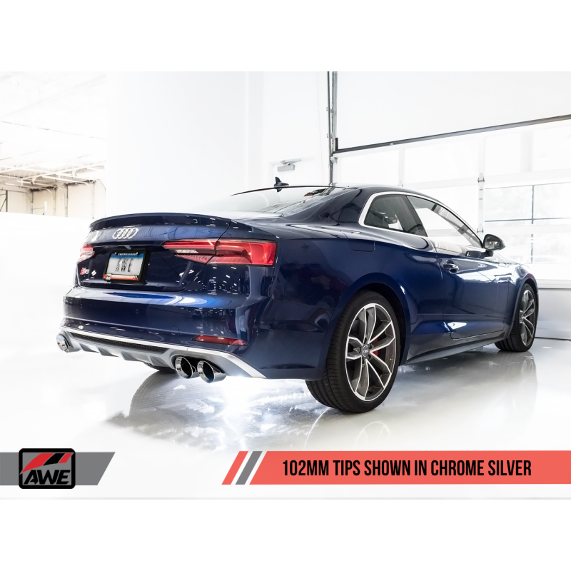AWE Tuning Audi B9 S5 Coupe SwitchPath Exhaust w/ Chrome Silver Tips (102mm) - T1 Motorsports