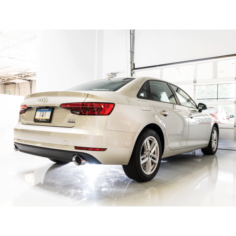 AWE Tuning Audi B9 A4 Touring Edition Exhaust Dual Outlet - Chrome Silver Tips (Includes DP)