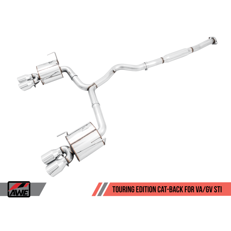 AWE Tuning Subaru STI VA / WRX GV / STI GV Sedan Touring Edition Exhaust - Chrome Silver Tip (102mm)