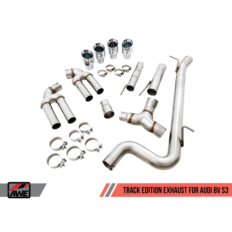 AWE Tuning Audi 8V S3 Track Edition Exhaust w/Chrome Silver Tips 102mm