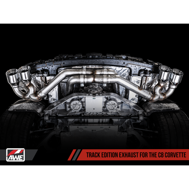 AWE Tuning 2020 Chevrolet Corvette (C8) Track Edition Exhaust - Quad Chrome Silver Tips