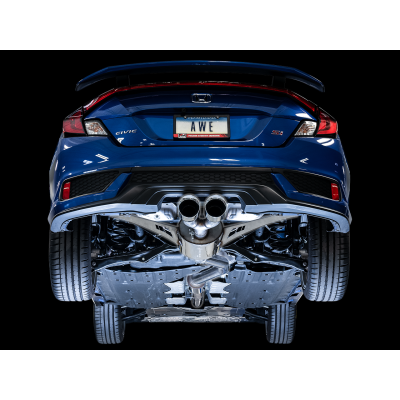 AWE Tuning Touring Edition Exhaust w/Front Pipe & Dual Chrome Silver Tips - 2016+ Honda Civic Si