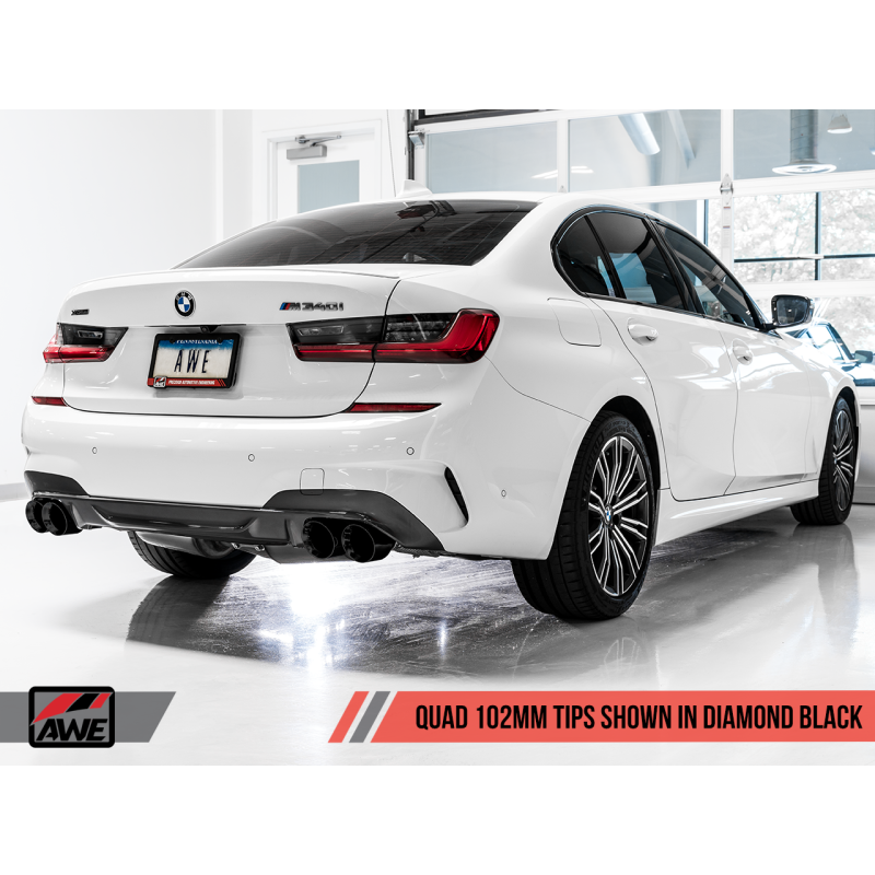 AWE Tuning 2019+ BMW M340i (G20) OE-Config-To-Quad Tip Conversion Kit - Diamond Black Tip