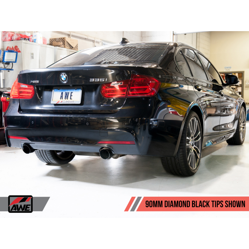 AWE Tuning BMW F3X 335i/435i Touring Edition Axle-Back Exhaust - Diamond Black Tips (90mm) - T1 Motorsports