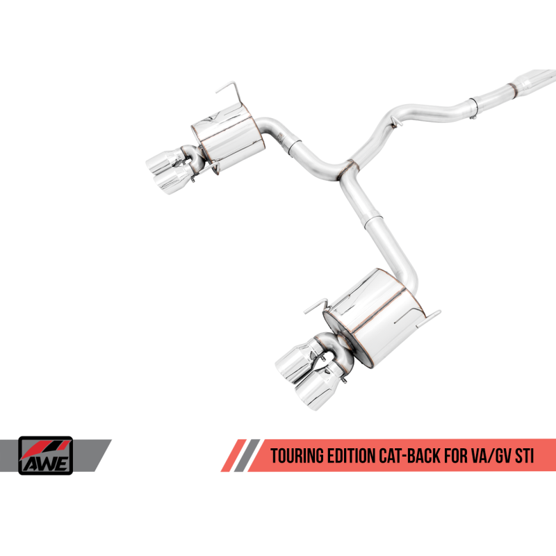 AWE Tuning Subaru STI VA / WRX GV / STI GV Sedan Touring Edition Exhaust - Chrome Silver Tip (102mm)