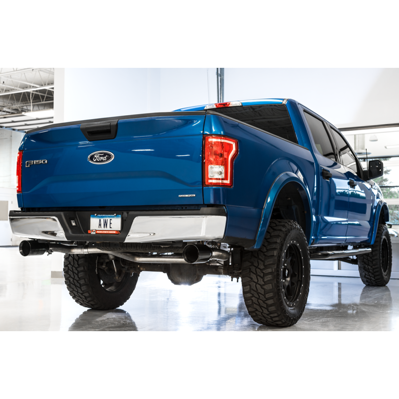 AWE Tuning 0FG Dual Exit Performance Exhaust System w/5in Diamond Black Tips - 2015+ Ford F-150