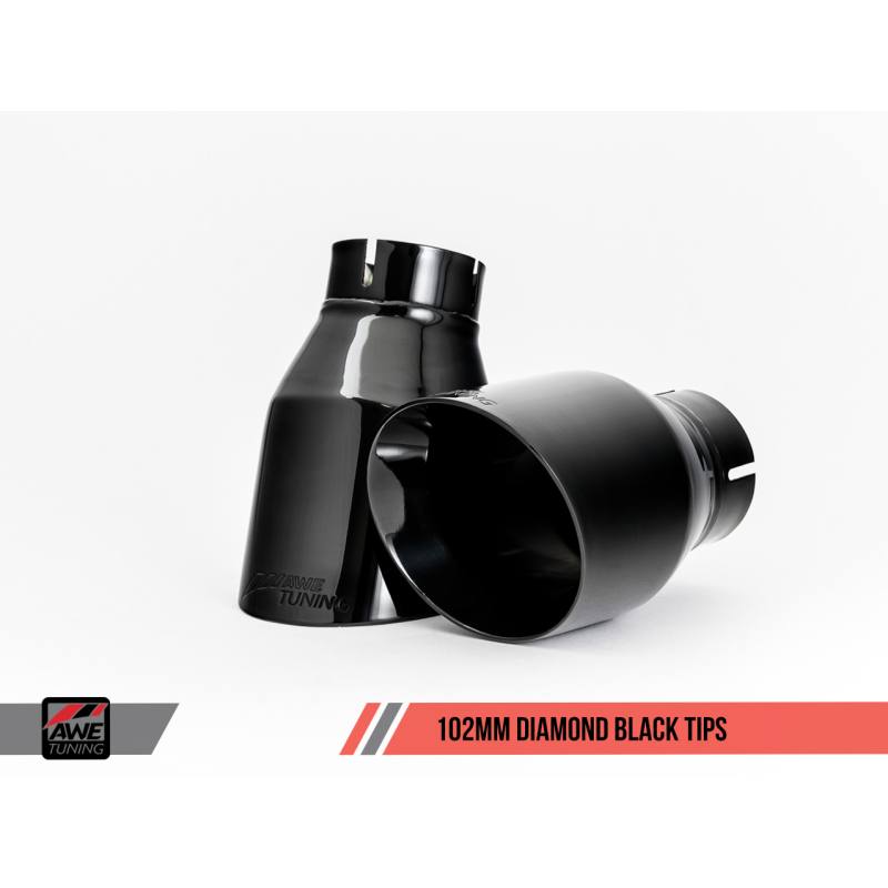 AWE Tuning Audi B9 A4 Touring Edition Exhaust Dual Outlet - Diamond Black Tips (Includes DP)