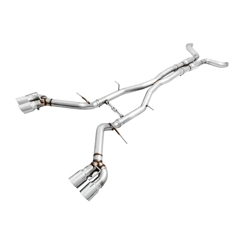 AWE Tuning rack Edition Resonated Cat-Back Exhaust w/Quad Chrome Silver Tips - 16-19 Chevy Camaro SS