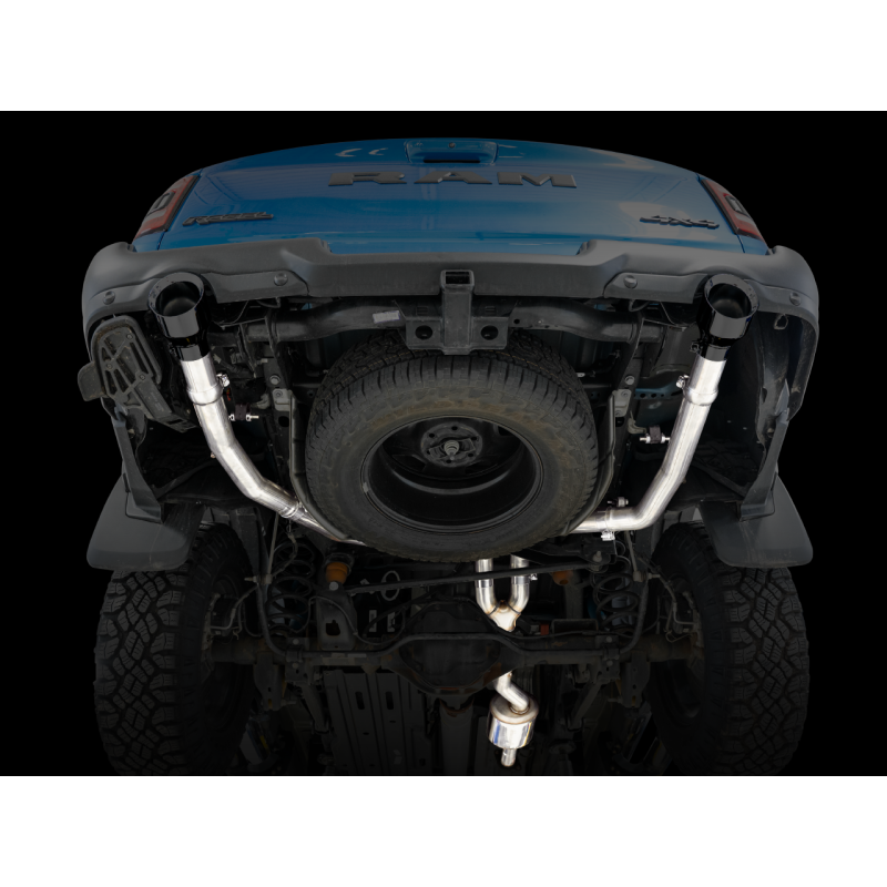 AWE Tuning 0FG Dual Rear Exit Cat-Back Exhaust w/Diamond Black Tips - 19-21 RAM 1500 5.7L (w/Cutouts)