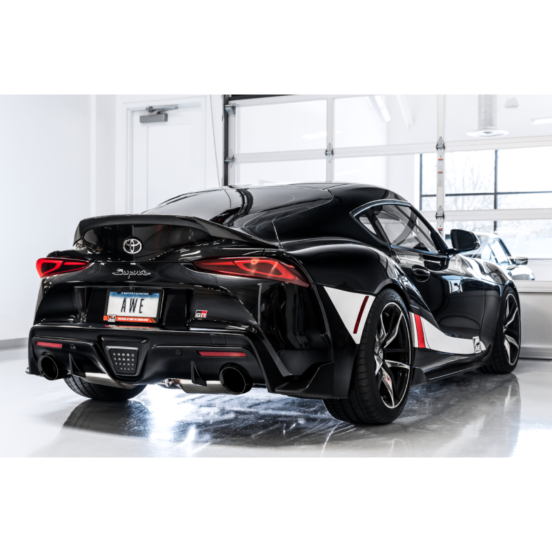 AWE Tuning 2020+ Toyota Supra A90 Resonated Touring Edition Exhaust - 5in Diamond Black Tips