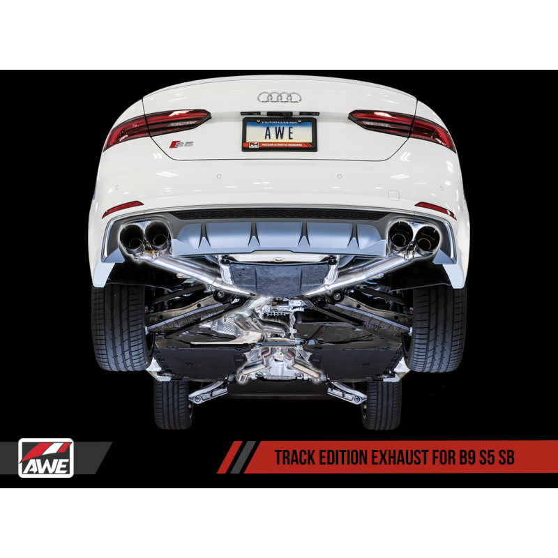 AWE Tuning Audi B9 S5 Sportback Track Edition Exhaust - Non-Resonated (Black 102mm Tips)