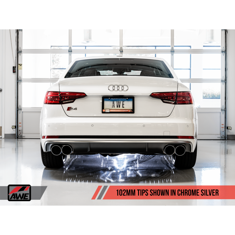 AWE Tuning Audi B9 S4 Touring Edition Exhaust - Non-Resonated (Silver 102mm Tips)