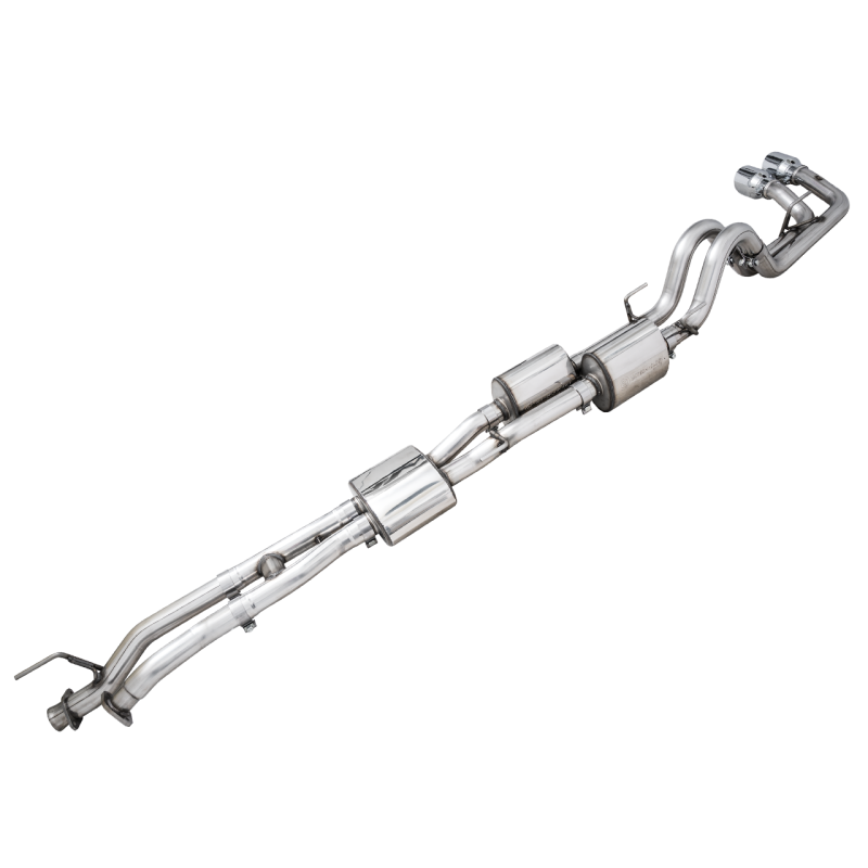 AWE Tuning 0FG Catback Exhaust w/ BashGuard Dual Chrome Silver Tips - 16-22 Toyota Tacoma